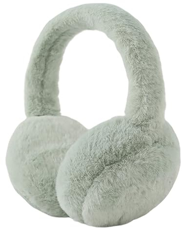 XIAOHAWANG Orejeras de invierno para niñas, cálidas, largas, de felpa, resistentes al frío, plegables, para niños, mujeres(Gris Verde)