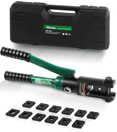 UTZIKO 16 Ton Hydraulic Wire Crimper Battery Cable Lug Terminal Crimping Tool WIth Standard US cable Dies,Crimps 6 AWG to 600 MCM, Cable Crimping Tool ​with 13 Pairs of Standard US cable Dies