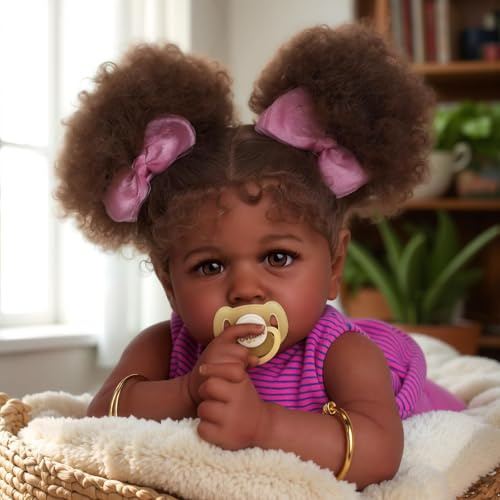 JIZHI Poupée Reborn Africain 22 Pouces Bébé Fille Réaliste