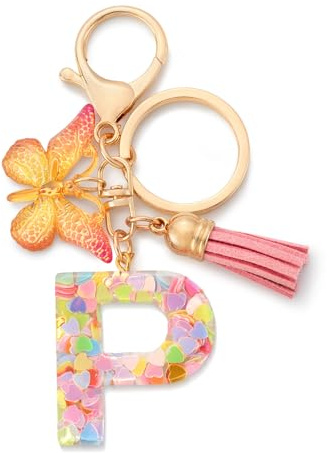 CHUQING Buchstabe Schlüsselanhänger Mädchen mit Schmetterling | Schmetterling Buchstaben Schlüsselanhänger mit Anfangsbuchstabe für Frauen und Damen, glitzerndes Accessoire und Geschenk.