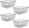 MAHIONG 4 cestini portaoggetti in filo metallico, 28 x 22 x 12 cm, impilabili, per congelatore, con manico, per cucina, bagno, dispensa, armadio, armadio, congelatore, mensola