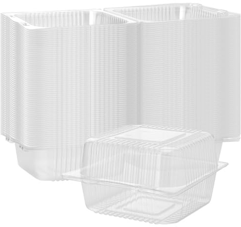 UNGFEI 200 PCS 4 Inch Clear Cake Slice Boxes, Plastic Square Cake Box