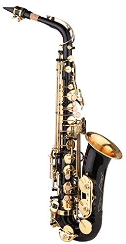 YDEXF Saxophone, Black Paint E-flat Sax for Beginner Student Intermediate Player, Brass Eb Alto Saxophone with Mouthpiece Carrying Case Cleaning Cloth Brush Sax Straps
