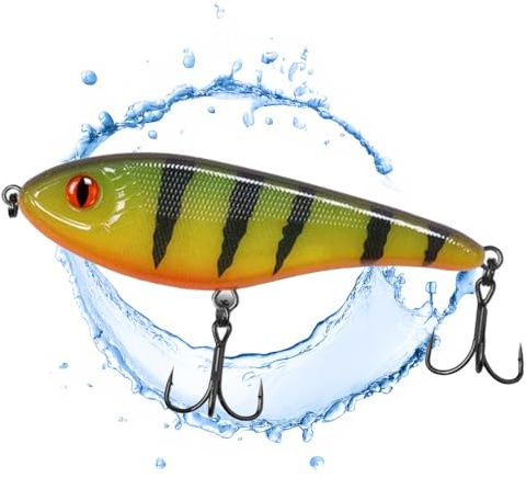 Jerkbait gädda I 15 cm, 80 g långsam sänkning för stor gädda, wobbler jerkbait gädda, konstbete, fiskedrag rovfisk, UV-aktiva jerkbaits (Fire Tiger UV)