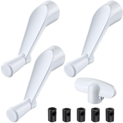 3/8'' 12 Spindle Spline Socket Crank Handle with Universal Tee Handle Casement Operator, Stone Finish, Easy Install, Smooth 360 Degree Operation (Features 3/8-inch Bore and a 3-1/8-inch Reach)(4 Pack)