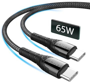 LMET Cavo USB-C a USB-C 65W PD Ricarica Rapida - Nylon Intrecciato - Compatibile con iPhone 16 Pro Max, Galaxy S24 Ultra, MacBook, iPad Pro, Pixel, ecc. (1M)