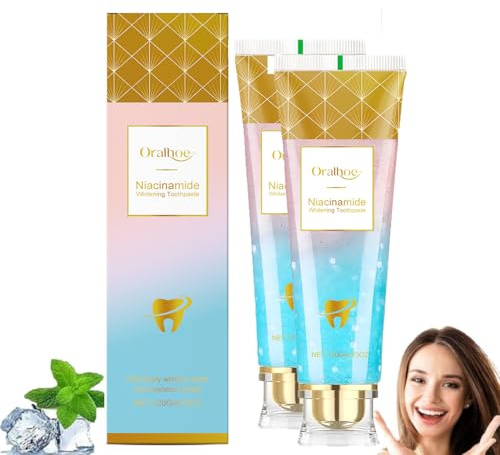 Niacinamide Whitening Toothpaste,2PCS Radiant Whitening Zahnpasta,Zahnpasta Weisse Zähne,Zahnaufhellung Niacinamid Zahnpasta,Niacinamid Zahnpasta für Tiefenreinigung,Intensive Aufhellung,Frischer Atem