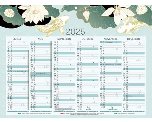 Exacompta - 34305E - Calendrier semestriel Japon - 29,5 x 22 cm - Janvier à décembre 2026 - Visuel