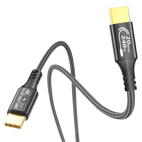 Ruipoo Câble USB C vers USB C 3.2 Gen 2x2 20Gbps, 240W PD 3.1 Charge Rapide, 4K@60Hz Vidéo, pour iPhone 15/16, MacBook Pro, Galaxy S24, SSD, Thunderbolt 3/4-3M