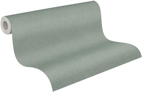 A.S. Création non-woven tapet med textil struktur i grönt – ljus enfärgad tapet 10,05 m x 0,53 m – 790974