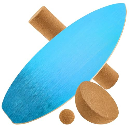 Balance Board 180kg con Rullo e Accessori in Sughero, Tavola da Surf in Legno Acero 9 Strati, Tavola Oscillante per Allenamento Equilibrio, Fitness, Pilate, Yoga, Balance Board per bambini e adulti