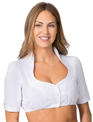 Stockerpoint Dirndlbluse Solange I Größe 32-48 I Damen Bluse mit elegantem Schalkragen & kurzen Ärmeln I Bequem & pflegeleicht I Perfekt für Trachten & Festlichkeiten