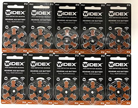 Batteries 312 ZAS pour appareils auditifs, pack de 60 piles Zinc Air sans mercure - marron