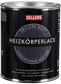 OELLERS Premium Heizkörperlack, 1 Liter, RAL 7035 Lichtgrau, Vergilbungsschutz, glänzend, temperaturbeständig, beste Ergebnisse für exklusive Oberflächen