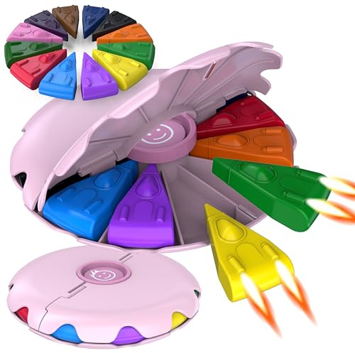GERNEKIND® Wachsmalstifte SPACESHIP rosa, 12 leuchtende Farben in magnetischer Klappbox, ungiftig, stabil.