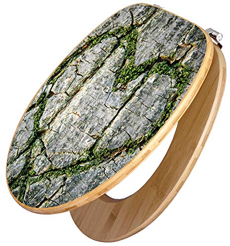 banjado Design WC Sitz Bambus 45x37,5cm / Toilettendeckel Holz/hochwertiger Toilettensitz/Bambus-Toilettendeckel für alle gängigen Toiletten - Herz Aus Moos