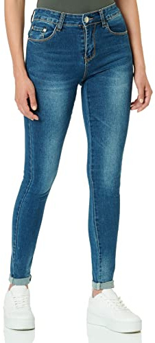 Miss RJ Jeans dam skinny high midja jeans push up, blå, 34 SE