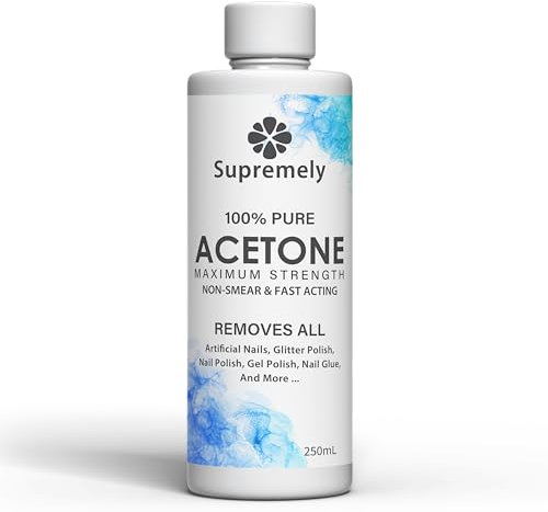 Supremely 100% Pure Acetone Nail Polish Remover - For UV/LED, Gel Soak Off, Acrylics, and Nail Tips - Removes All Types of Nail Polish, Gel Polish, and Glue - 500ml