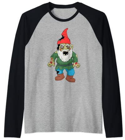 Zombie Garden Gnome Gardening Decoration Design Raglan Baseball Tee