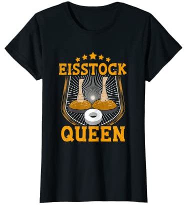 Damen Lustiger Eisstockschießen Spruch Stockschießen Eisstock T-Shirt