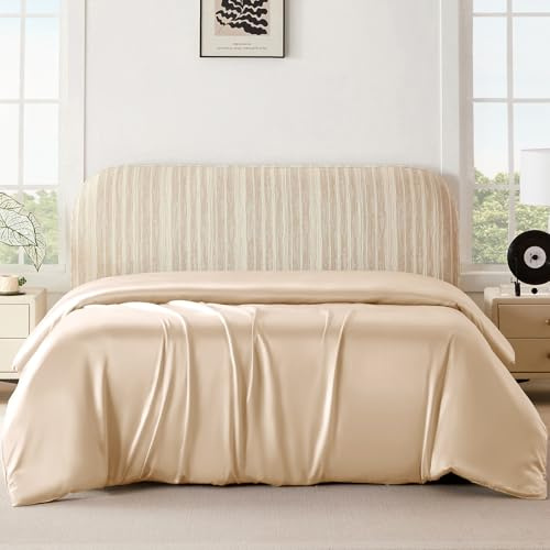 THXSILK 25 Momme 1 Stück Seiden-Bettbezug, 100 % hochwertige Maulbeerseide, gehobene Serie, Seiden-Bettbezug mit Reißverschluss (voll, champagnerfarben)