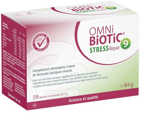 OMNi BiOTiC STRESS Repair | 28 Sachets (84g) | 9 souches bactériennes | 15 milliards d’UFC par dose journalière | En poudre | Végétalien | Sans gluten | Sans lactose | Pour une utilisation quotidienne