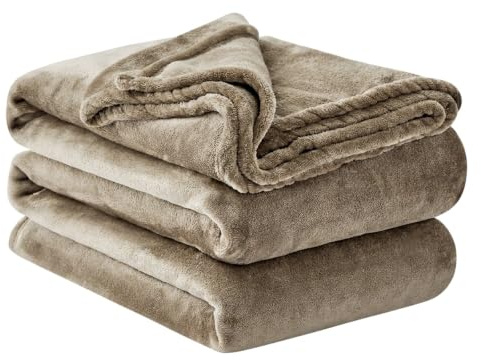 Aisbo Kuscheldecke Flauschig Decke Taupe - Fleecedecke 220x240 cm Sofadecke Couchdecke, Weich Kuschelige Wohndecke Camel für Wohnzimmer Sofa Couch Blanket Warme Große Decke XXL