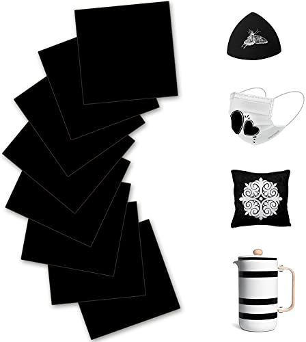 Infusible transfer Ink 8 stycken svart folie, överföringspapper olösligt sublimeringsbläckblad för värmepressmaskin för görsjälvt-shirt, mugg, underlägg, läder 30,5 x 30,5