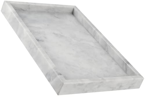 MUKCHAP Marmor-Ablageteller Rechteckig, 30 x 20 x 3 cm, Grau, Marmor-Tablett für Bad, Schminktisch, Kommode