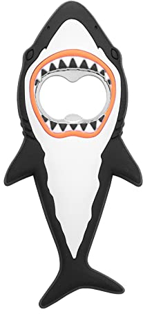 Cobee Shark Bottle Openers, Creative Shark Fridge Magnet Cartoon Ocean Animal Beer Bottle Opener Portable Shark Corkscrew Refrigerator Magnet Cute Kitchen Tool for Bar Travel, 5.1 x 2.2(Black)