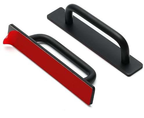 Ravinte Adhesive Cabinet Handles Self Stick Drawer Pulls Stick on Handle Black Cabinet Pulls No Drilling Push Pull Helper for Kitchen Cabinet Window Sliding Closet Door Handle - 5.83, 2 Pack