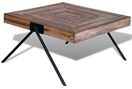 ZQQLVOO Couchtisch mit V-förmigen Beinen Altholz Teak, Sofatisch, Sofa Beistelltisch, Kaffeetisch für Kaffee und Laptop, Couch Tisch Sofa für Wohnzimme, Betttisch für Schlafzimmer