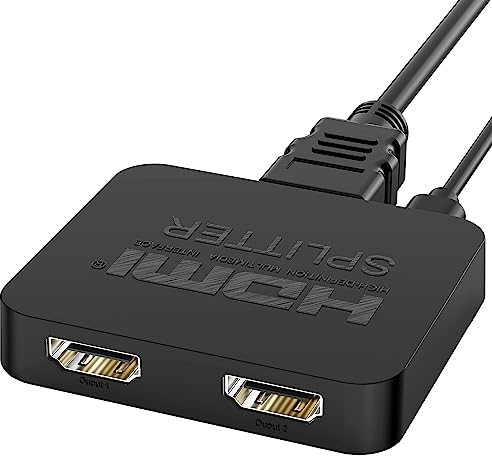 J&D HDMI Splitter 1 Ingresso 2 Uscite, 4K HDMI Splitter con HDMI Cavo e USB-Micro Cavo per TV PS4 Xbox HDMI Input Splitter per 4K, Pieno HD 1080P e Video 3D, per Doppia Monitor Duplica/Specchio Solo