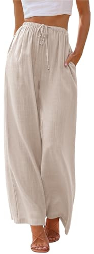 LILLUSORY Linen Wide Leg Pants Womens Palazzo Flowy Beach Vacation 2026 Summer Spring Fashion Outfits Clothes Clothing Trendy Skirts Cute Resort Wear Cruise High Waisted Boho Travel Trousers Pockets