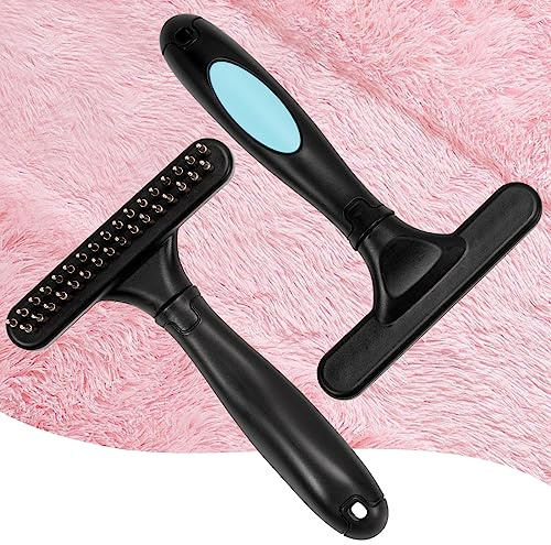 Kunoli Carpet Rake, Pet Hair Remover | Undercoat Rake Dog for Carpet Fluffy and Soft Again, Dog Grooming Comb, Short or Long Hair Double Row Stainless Steel pins