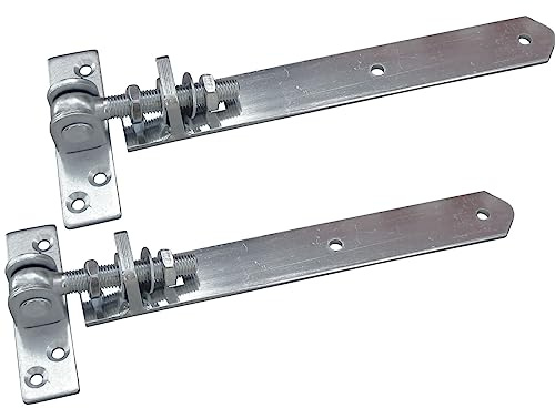SOTOOLS 2 x Gartentorscharnier, M16, 340-370 mm, verzinkt, verstellbar | Gartentorband, Torband, Stahl.