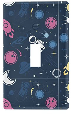 Space Rockets Light Switch Cover Decorative Receptacle Outlet Wall Plate Guard Plastic Wall Outlet Cover for Living Room Home Decor Kitchen (Duplex Outlets Cover)