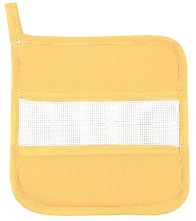 MAGIE DI CASA Presina da cucina in tinta unita SIENA quadrata cm. 20x20 con etamine, presina da cucina tinta unita da ricamare - Made in Italy (GIALLO CHIARO)