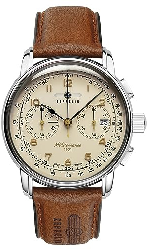Zeppelin Herrenuhr Serie 100 Jahre Méditerranée Chronograph mit Lederband