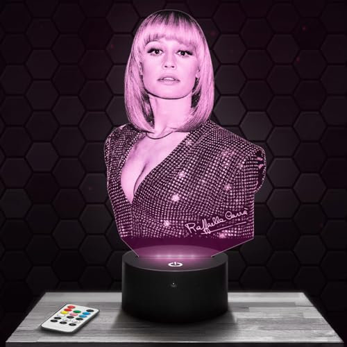 Lampada Led 3D R.Carrà decorazione Attrice. Idea regalo uomo donna oggetto R.Carrà luce notturna adulto decorazione camera. Idea regalo natale uomo donna originale