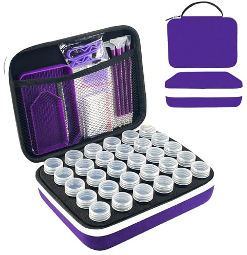 LIRUNQIU Diamond Painting Zubehör Boxen, 30 Stück Diamant Painting Aufbewahrungsbox Kits Werkzeug Set mit Stickers Tablett Stift