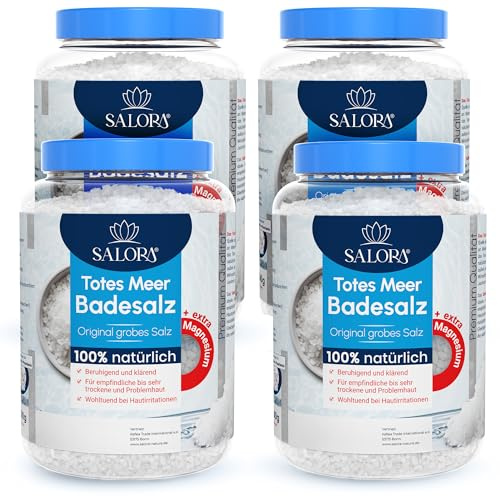 Salora ® Original Totes Meer Badesalz 10 kg [Frei von Zusatzstoffen] - Premium Meersalz Badesalz aus Jordanien - Vollbad oder Fußbad Salz mit Peeling Effekt - Vorteilspack