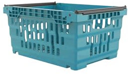 HomeHQ 20 Litre Bale Arm Crate, Nesting Ventilated Plastic Basket, Supermarket Vegetable & Fruit Display (400x300x200mm) (BLUE)