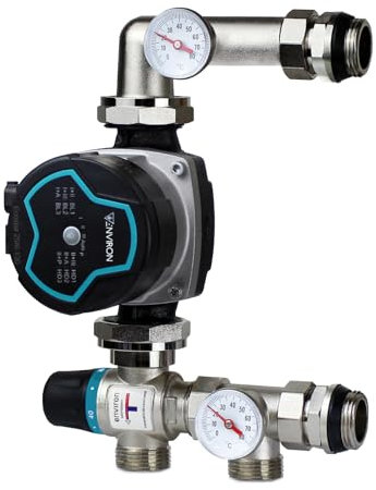 ENVIRON- Festwertregelset 20-55°C mit Hocheffizienzpumpe | bis 220 m2 geeignet | für Fußbodenheizung Pumpengruppe | Messing: CW 617N O - Vernickelt (Environ Ecostar II 25/6)