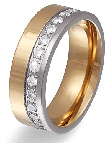 Juwelier Schönschmied - Damen Ehering Freundschaftsring Partnerring Titan Zirkonia inklusive Handschriftgravur Rimini - T3Dpe