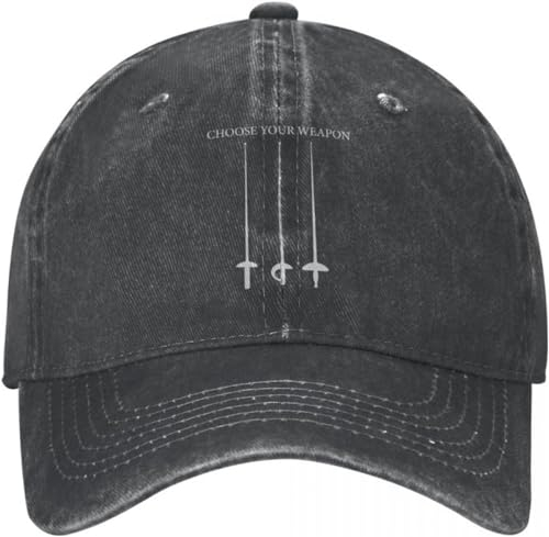 BDJYHACP Baseballkappe Snapback Sonnenhut Fecht-Baseballkappe Fecht-Baseballkappe Degen-Säbel-Design Distressed-Klassiker wählen Sie Ihre Waffe Geburtstagsgeschenk für Männer und Frauen