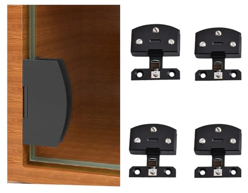 Glasschranktürscharnier 90° Glasklemme für 5-7 mm Glastüren (4, Black)