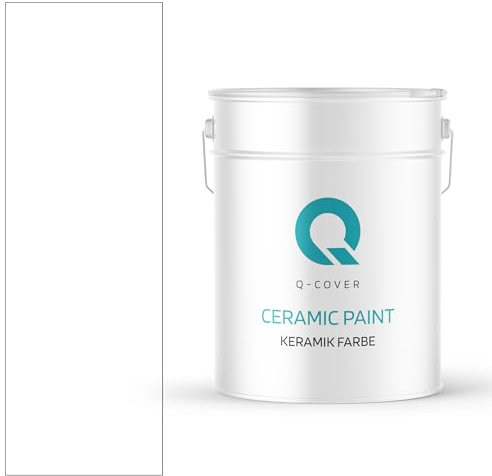 Q-COVER Keramik Farbe 10L (ca.70m²) Schneeweiß Wandfarbe Innenfarbe Abwaschbar Klasse 1 Mattfarbe Deckenfarbe Scheuerfest Küche Bad Treppen Ceramic Hohe Deckkfraft