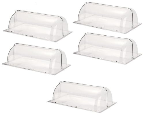 Full Size Chafing Dish Covers Clear Roll Top Chafing Lid Plastic Bakery Pan Food Display Cover Dustproof Lid for Cake Cupcake Exhibition, 5