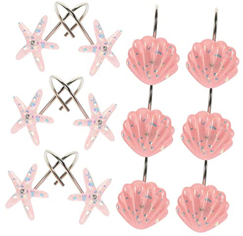 Cabilock Duschvorhang Ringe Im Strandstil Dekorative Duschvorhanghaken Und Seestern-Design Für Badezimmer Und Vorhänge Installieren Und rutschfest